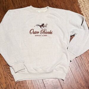Outer Banks Barrier Islands Beige Crewneck Sweater/sweatshirt-vintage inspired